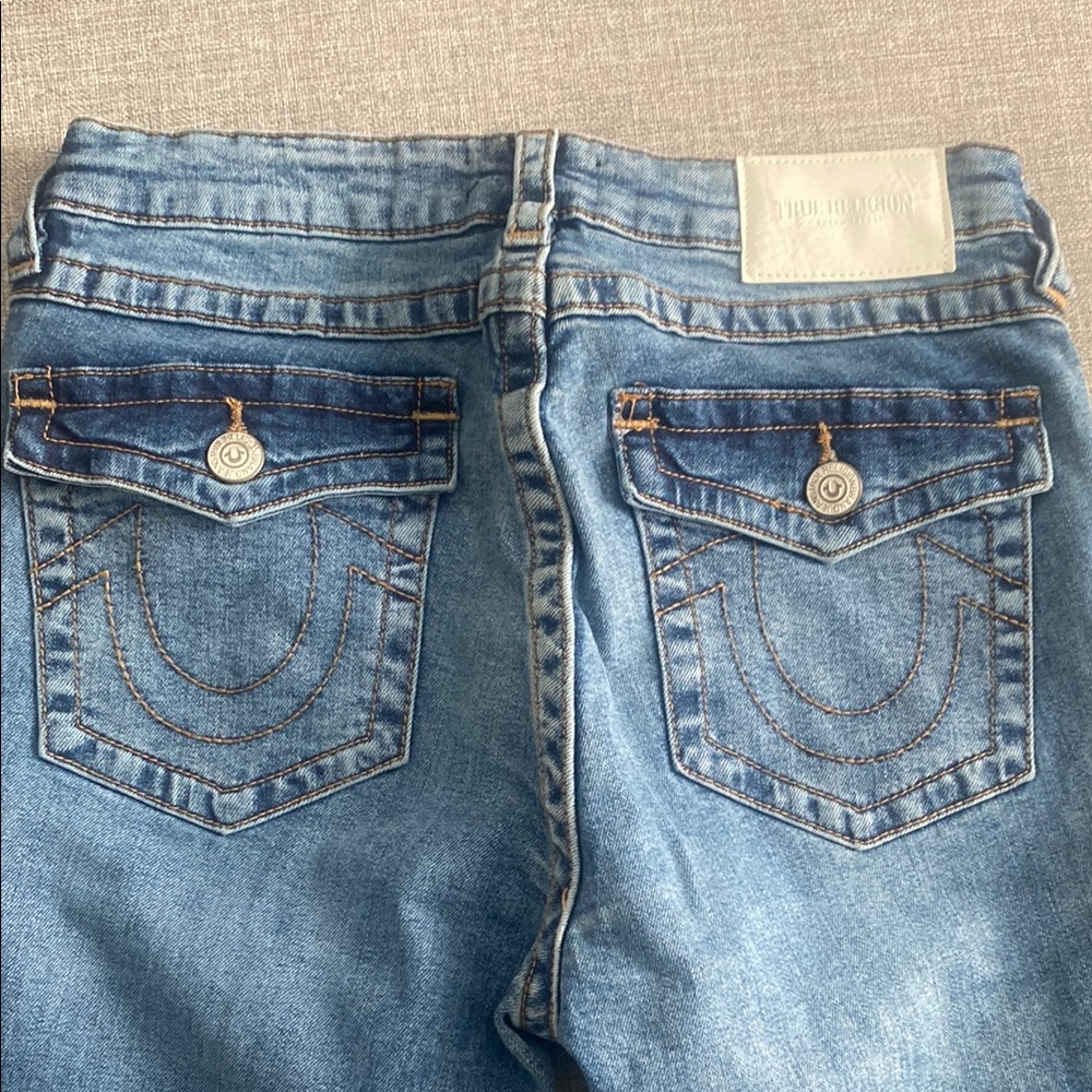 True Religion Blue Boot Cut Jeans with Classic Stitching